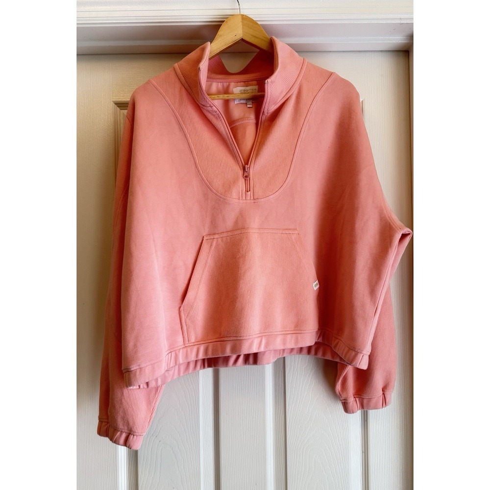 Simply Southern Pullover Women XXL Peach Pink Quarter Zip Ribbed Sweatshirt